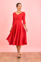 Hourglass 3/4 Sleeve Swing Dress