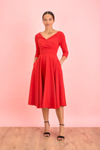 Hourglass 3/4 Sleeve Swing Dress