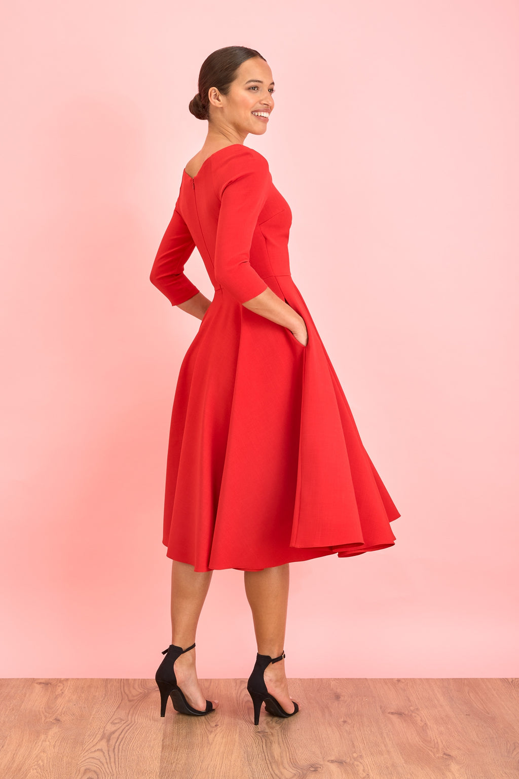 Hourglass 3/4 Sleeve Swing Dress