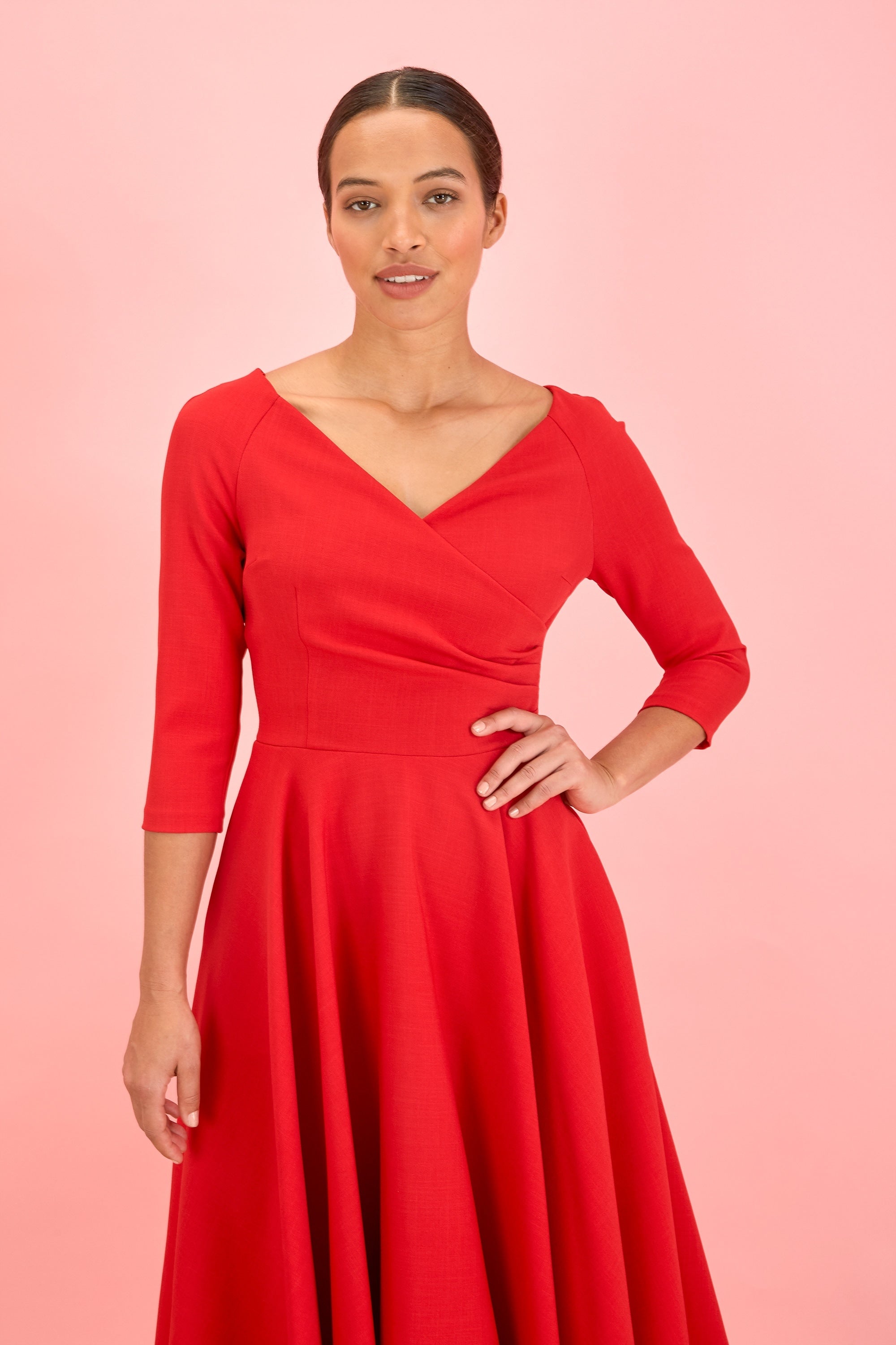 Hourglass 3/4 Sleeve Swing Dress