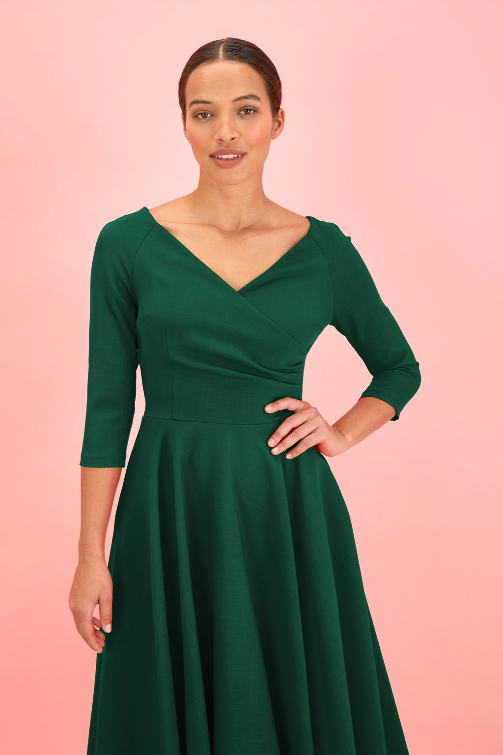 Hourglass 3/4 Sleeve Swing Dress