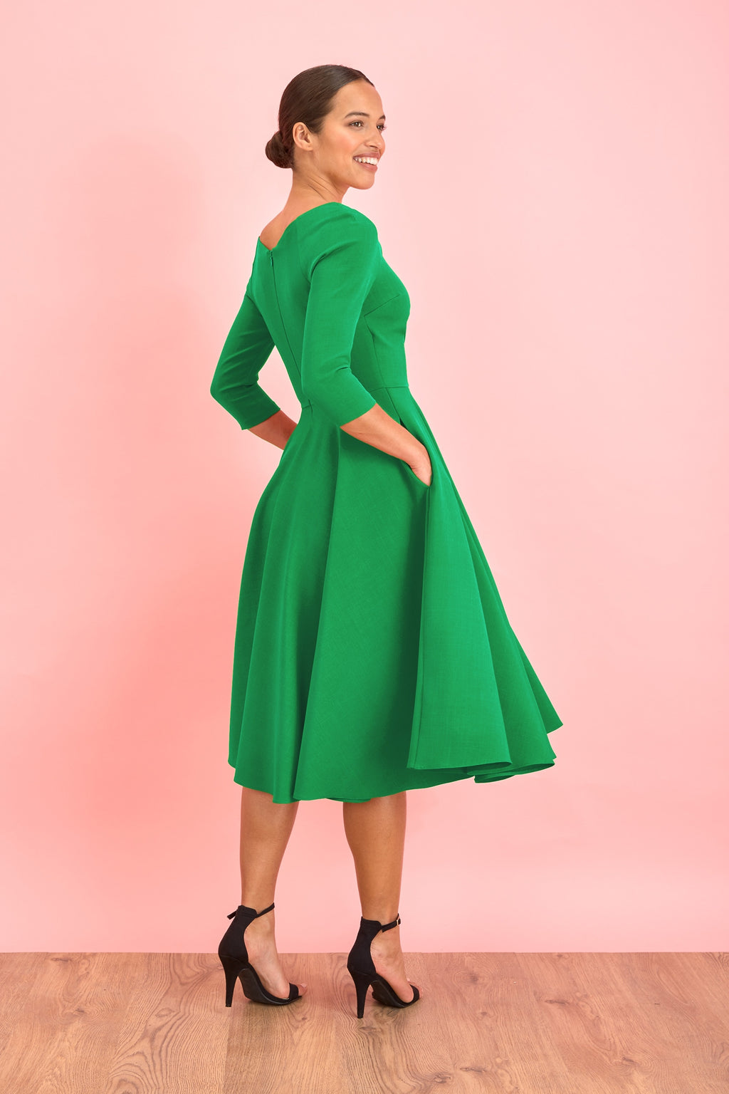 Hourglass 3/4 Sleeve Swing Dress