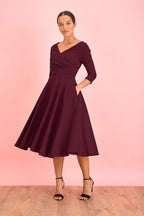 Hourglass 3/4 Sleeve Swing Dress