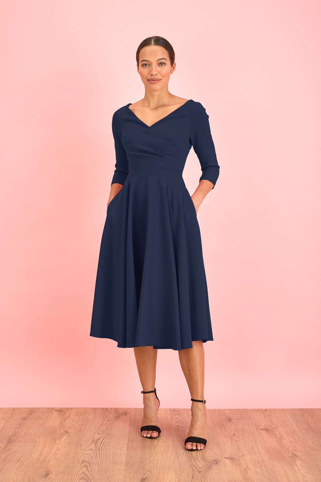 Hourglass 3/4 Sleeve Swing Dress