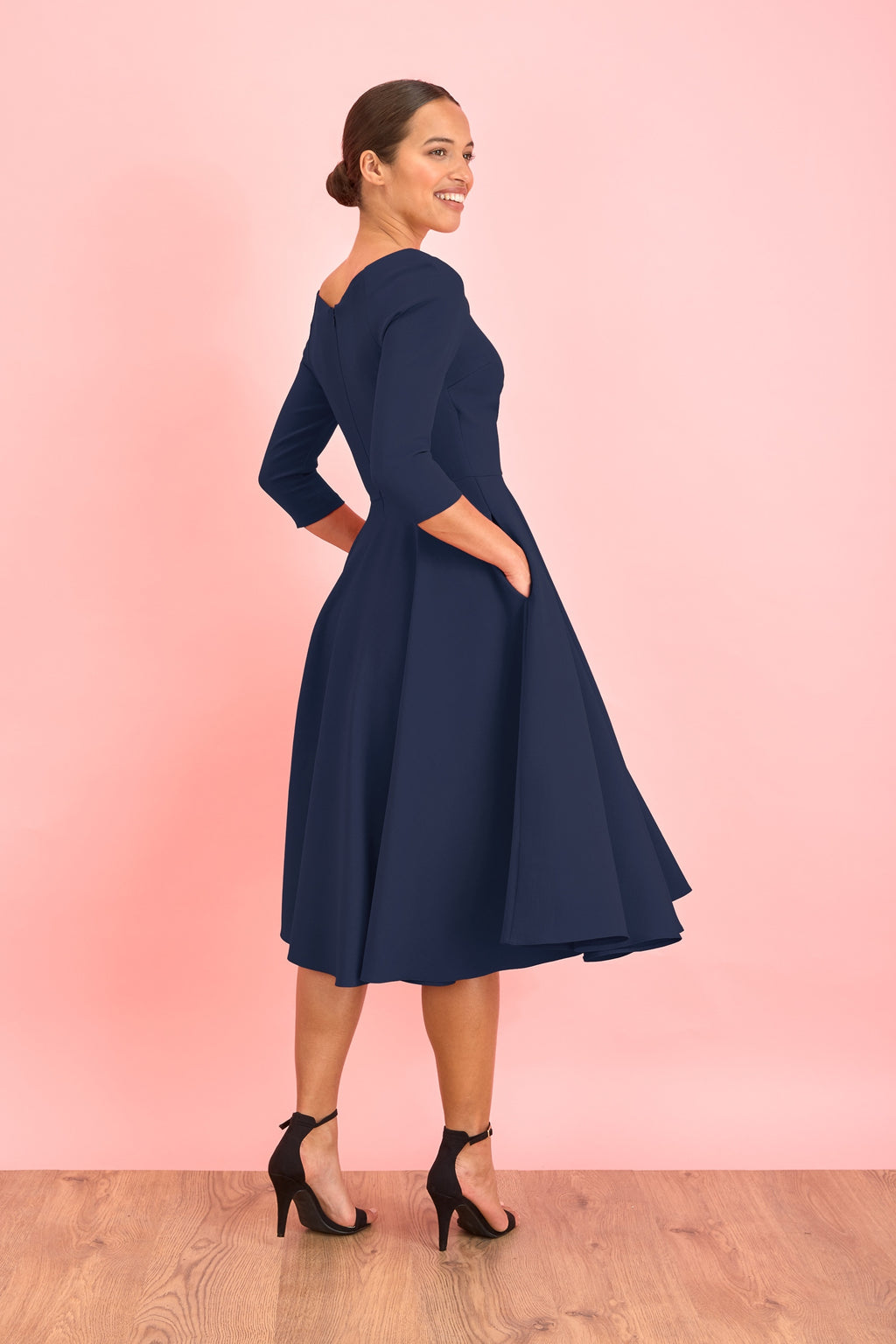 Hourglass 3/4 Sleeve Swing Dress