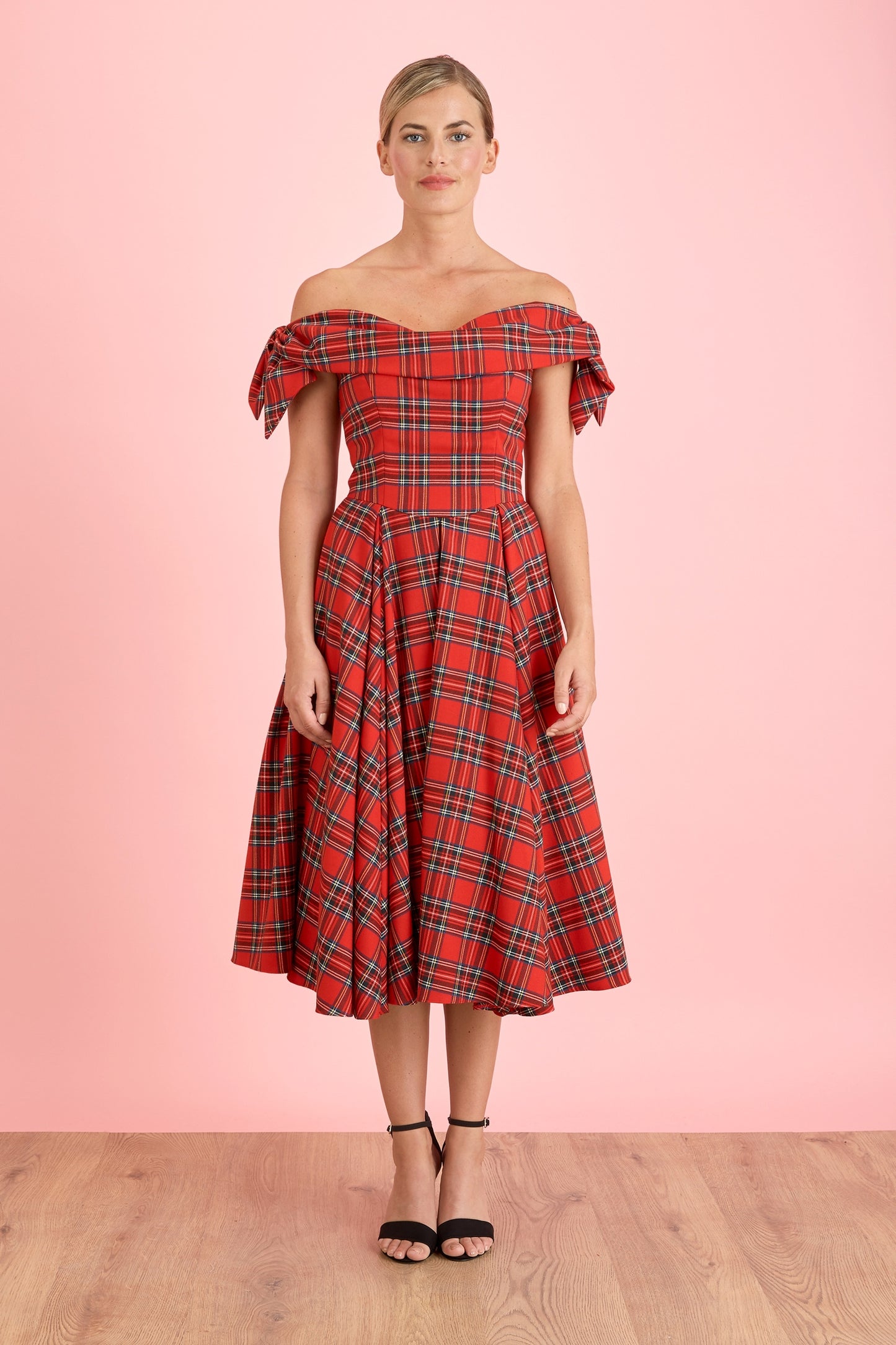 Tilly Tartan Off The Shoulder Prom Dress
