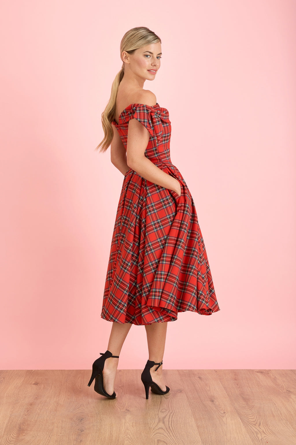 Tilly Tartan Off The Shoulder Prom Dress