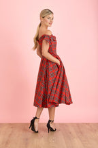 Tilly Tartan Off The Shoulder Prom Dress