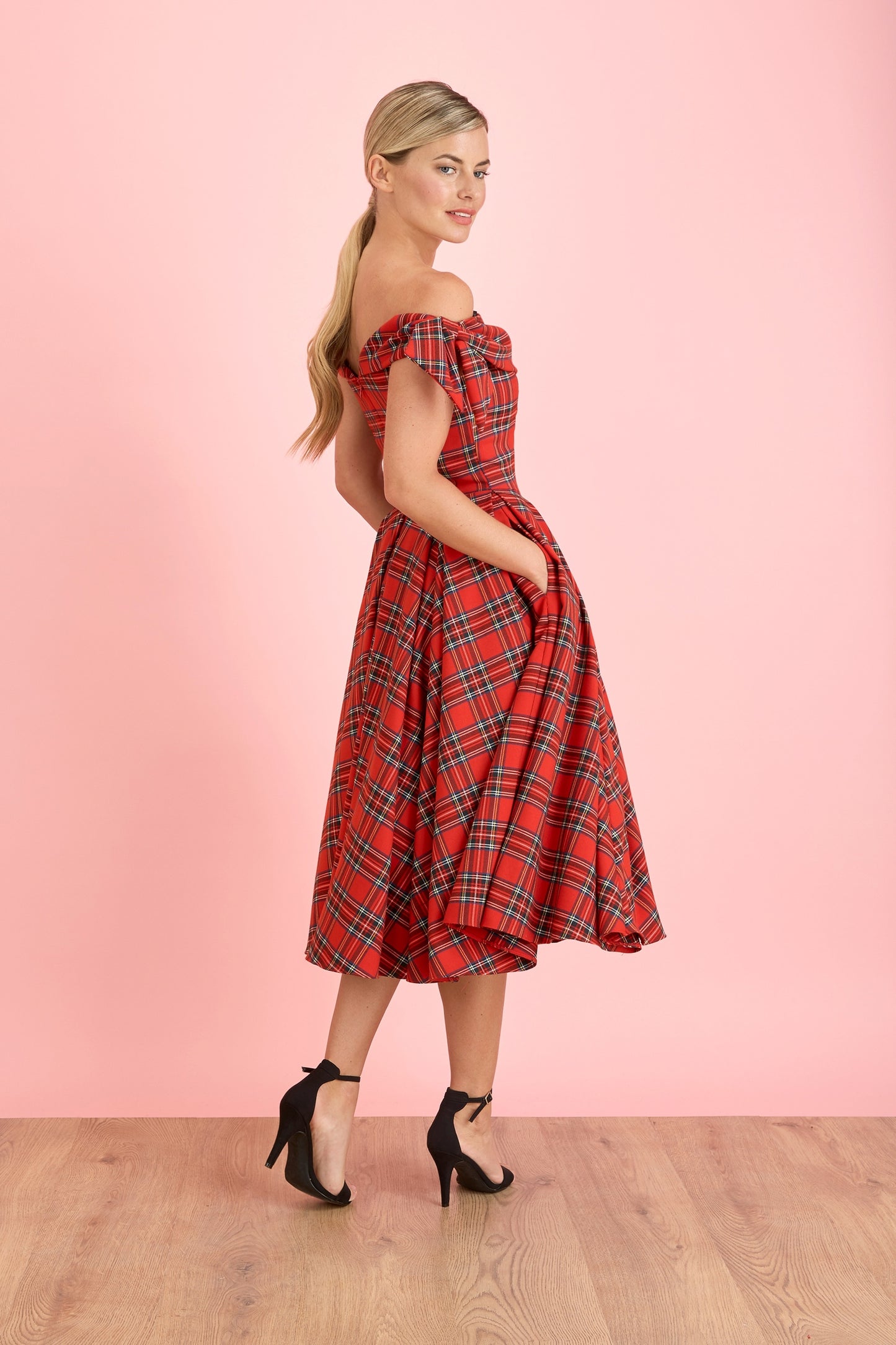 Tilly Tartan Off The Shoulder Prom Dress