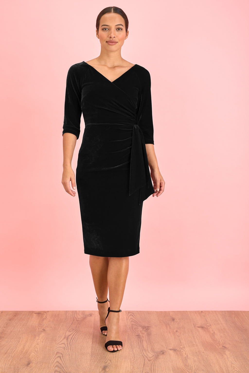 Hourglass Velvet 3/4 Sleeve Pencil Dress