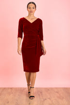 Hourglass Velvet 3/4 Sleeve Pencil Dress