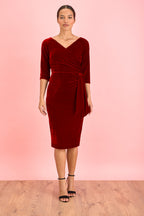Hourglass Velvet 3/4 Sleeve Pencil Dress