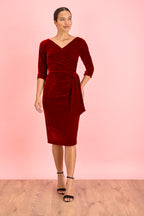 Hourglass Velvet 3/4 Sleeve Pencil Dress