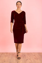 Hourglass Velvet 3/4 Sleeve Pencil Dress