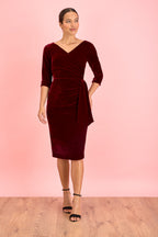Hourglass Velvet 3/4 Sleeve Pencil Dress
