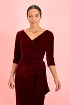 Hourglass Velvet 3/4 Sleeve Pencil Dress