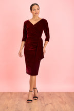 Hourglass Velvet 3/4 Sleeve Pencil Dress