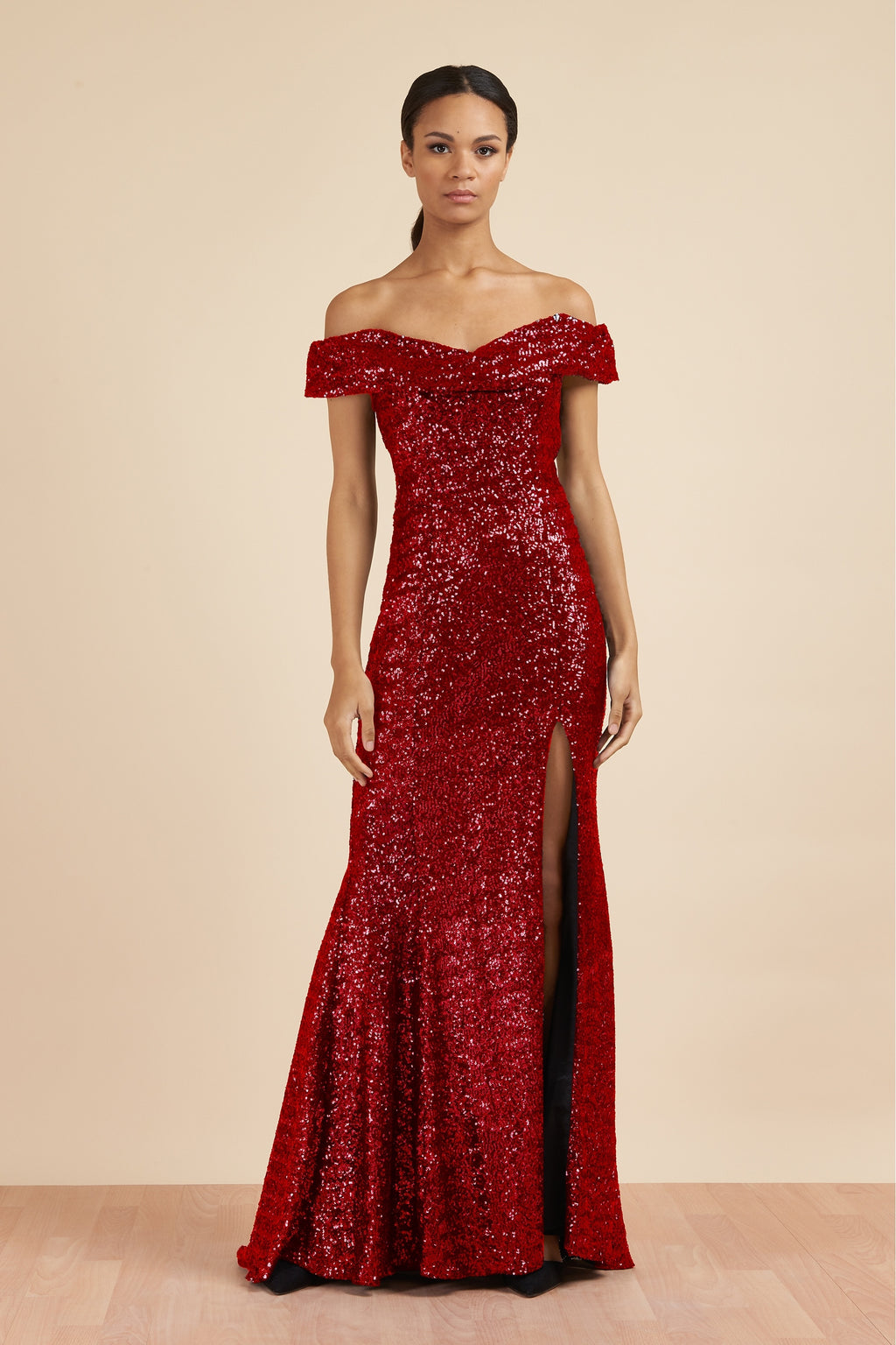 Thea Sequin Side Split Gown