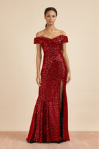 Thea Sequin Side Split Gown