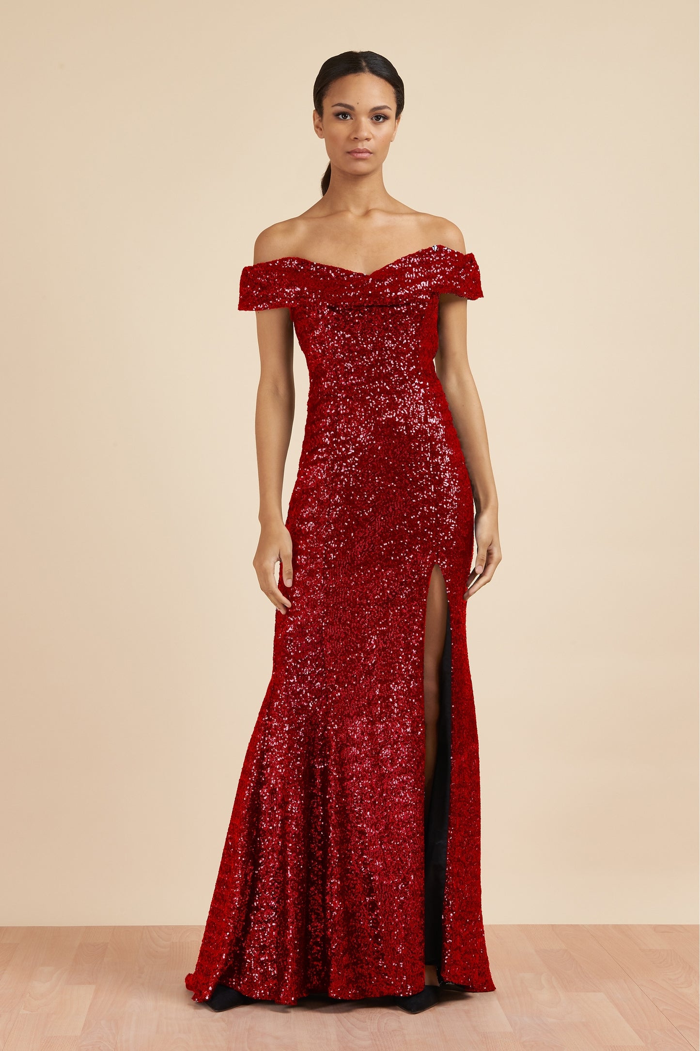 Thea Sequin Side Split Gown