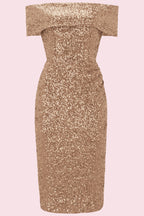 Dani Sequin Bardot Pencil Dress