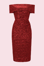 Dani Sequin Bardot Pencil Dress