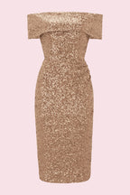 Dani Sequin Bardot Pencil Dress