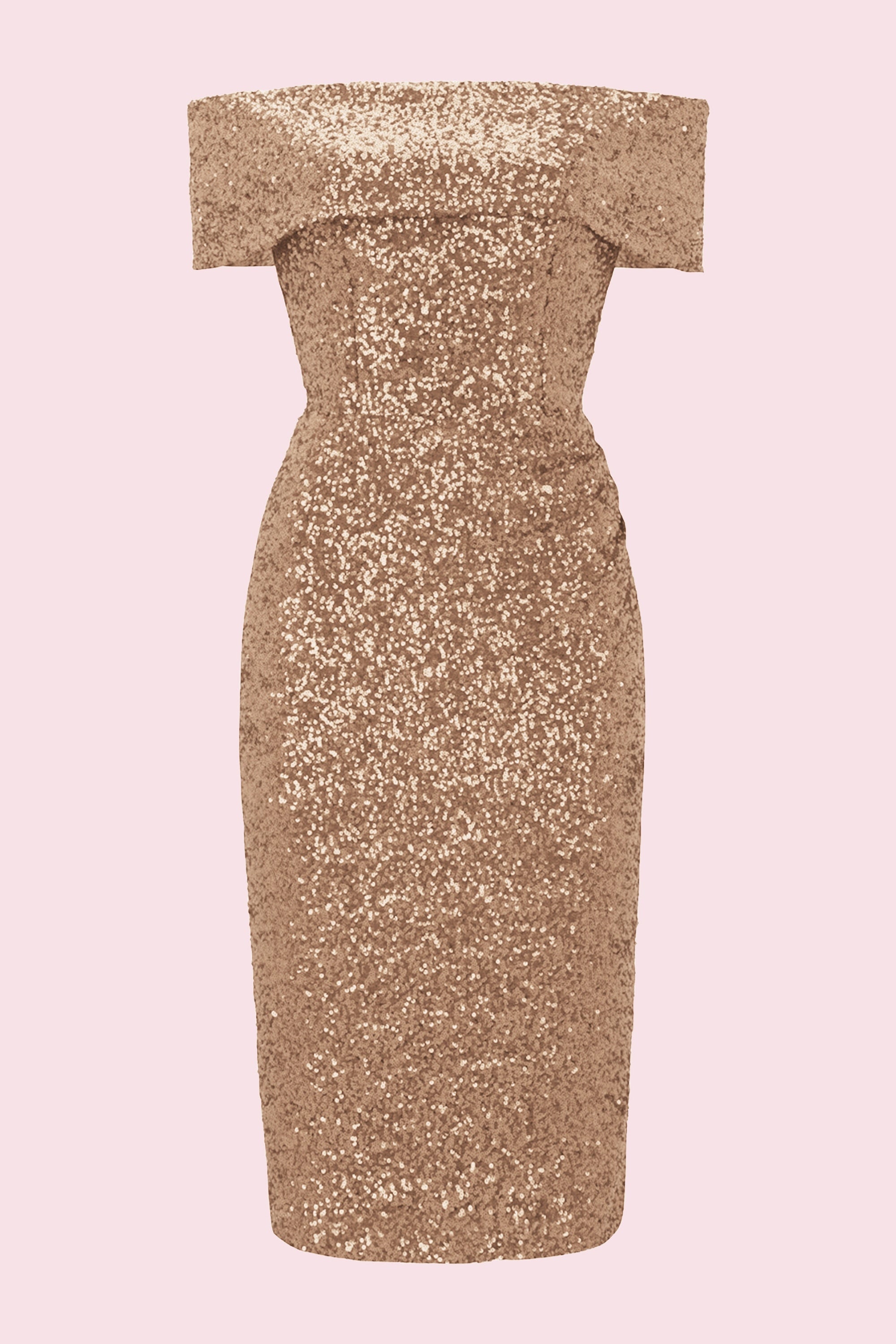 Dani Sequin Bardot Pencil Dress