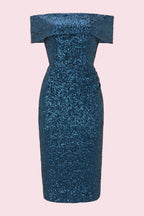 Dani Sequin Bardot Pencil Dress