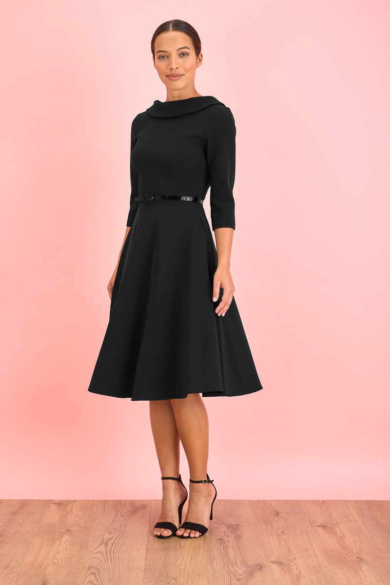 Grace Fit & Flare Swing Dress - Black