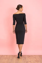 Isla Bardot 3/4 Sleeve Rib Pencil Dress