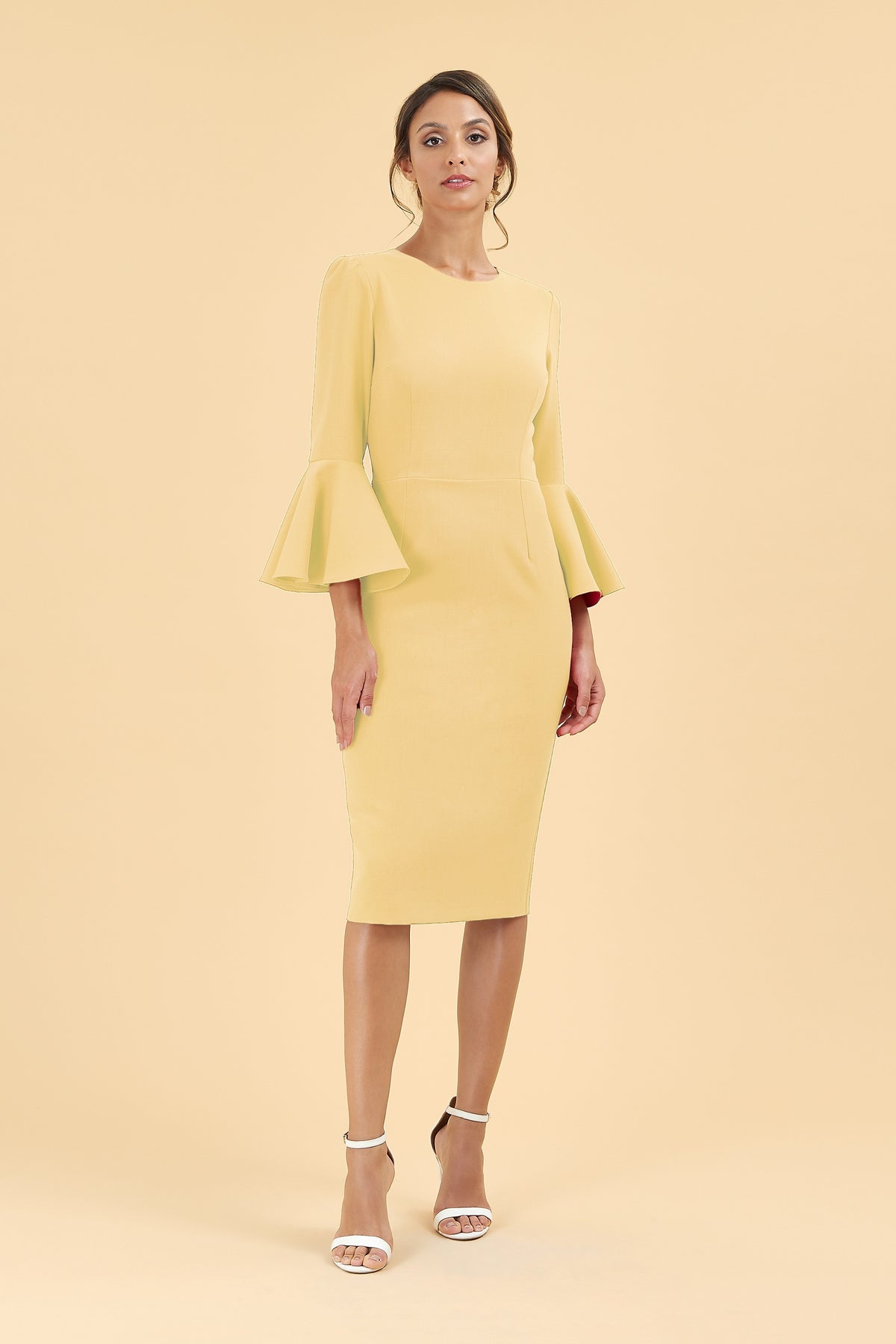 Gia Oversized Fluted Sleeve Pencil Dress