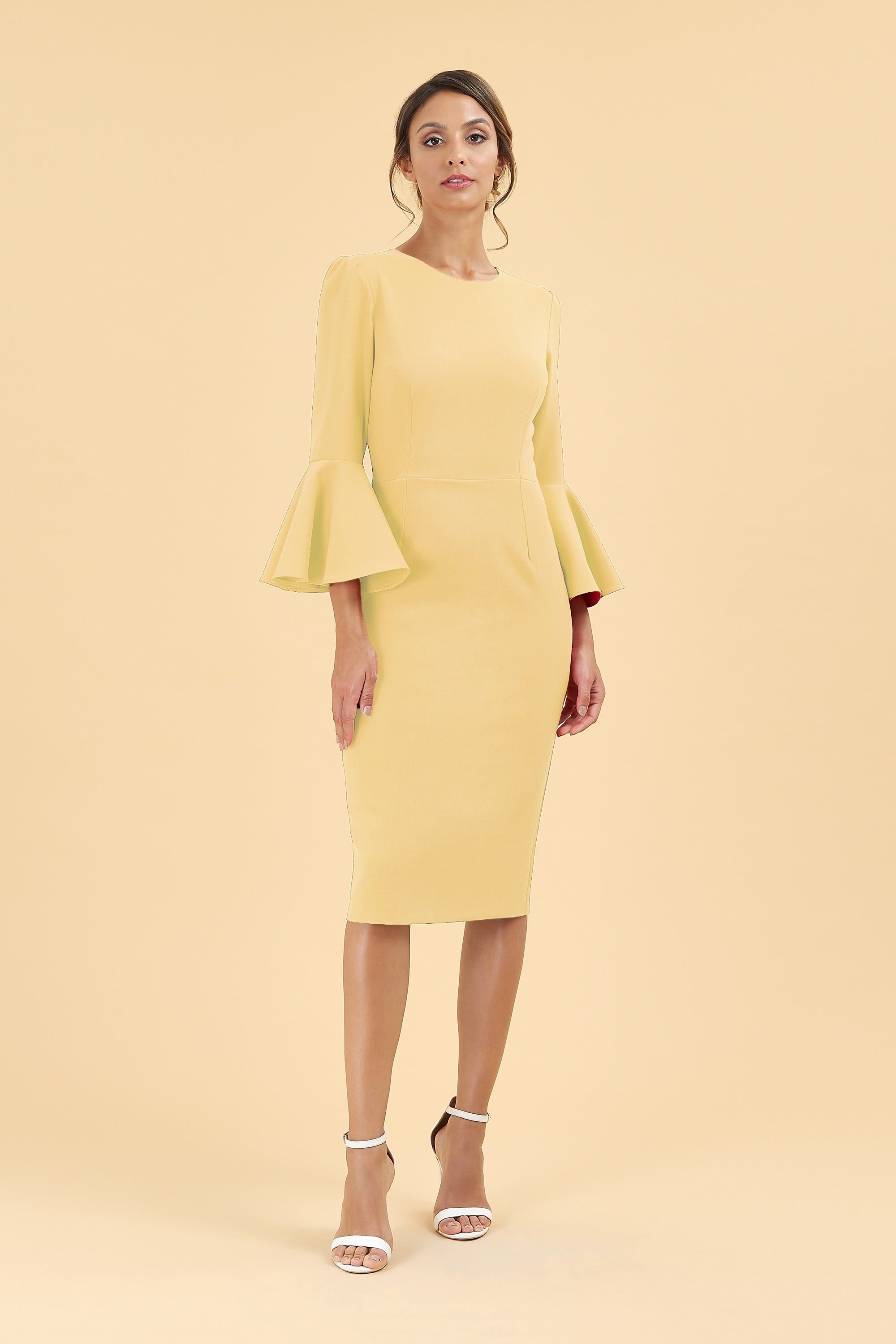 Gia Oversized Fluted Sleeve Pencil Dress