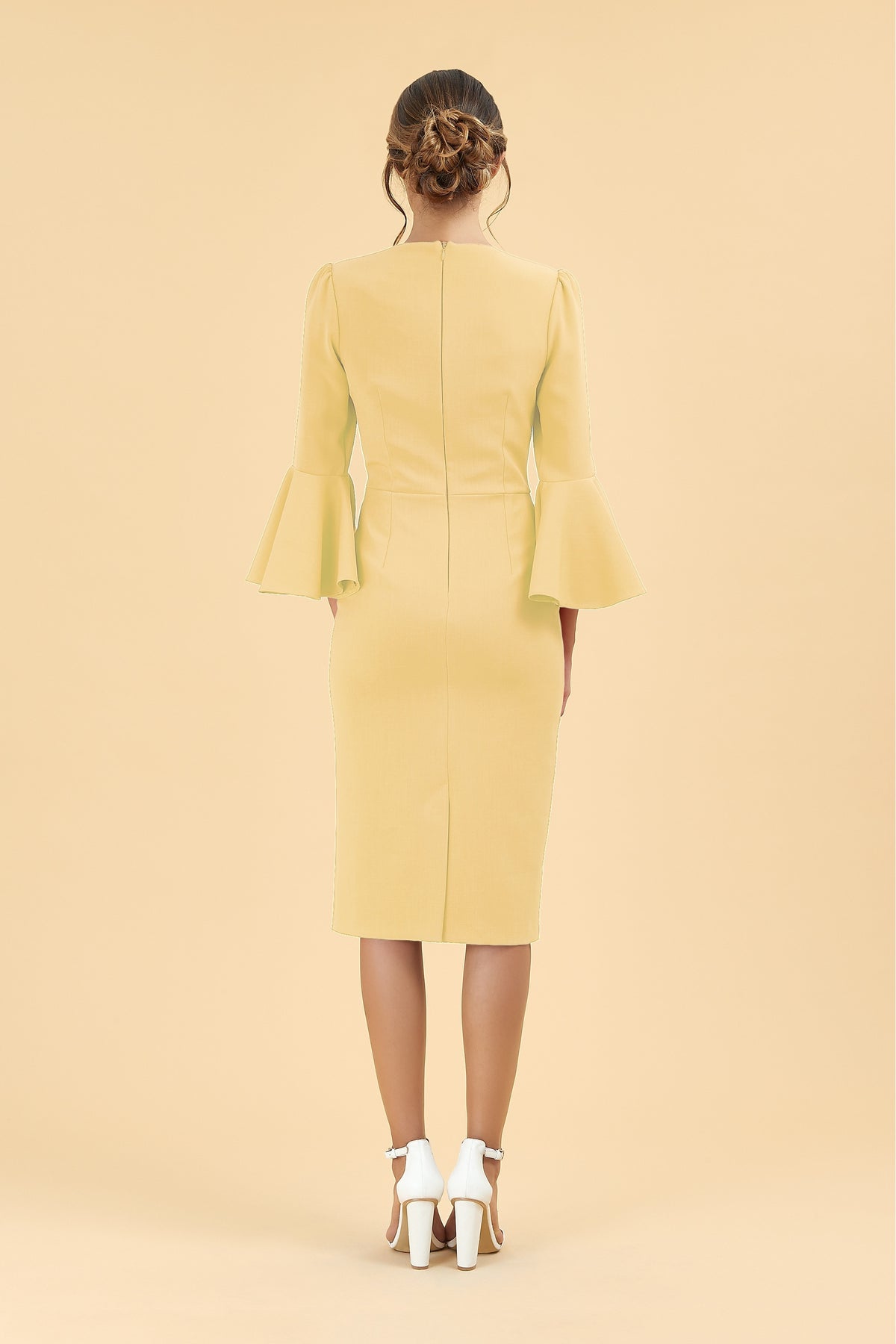 Gia Oversized Fluted Sleeve Pencil Dress
