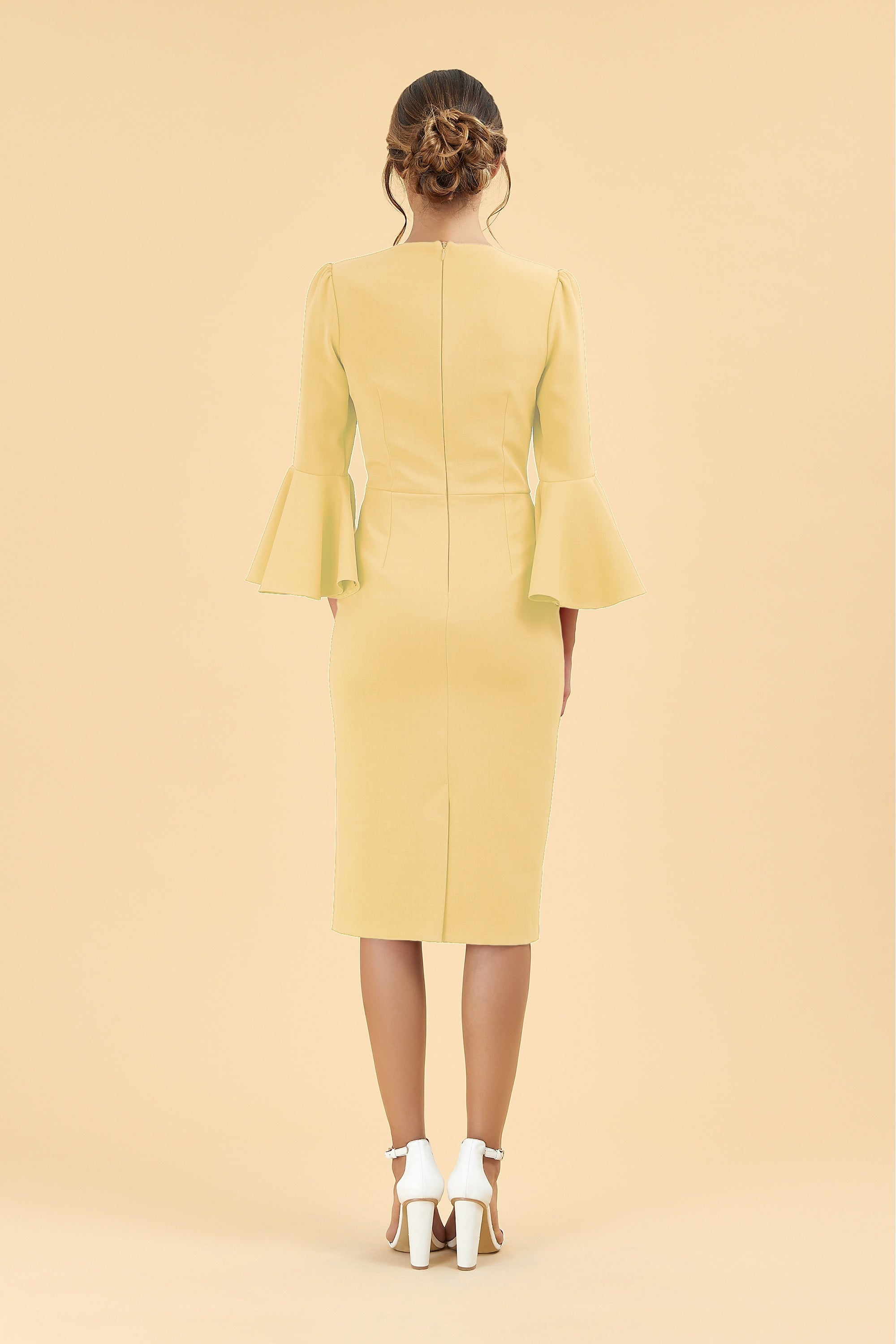 Gia Oversized Fluted Sleeve Pencil Dress