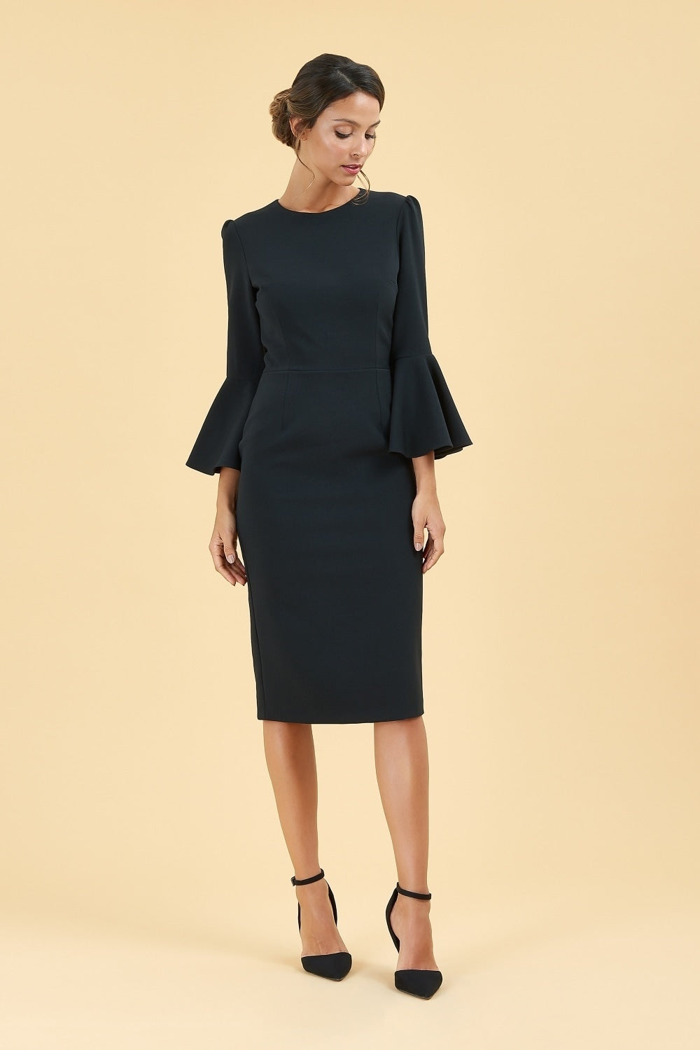 Gia Oversized Fluted Sleeve Pencil Dress