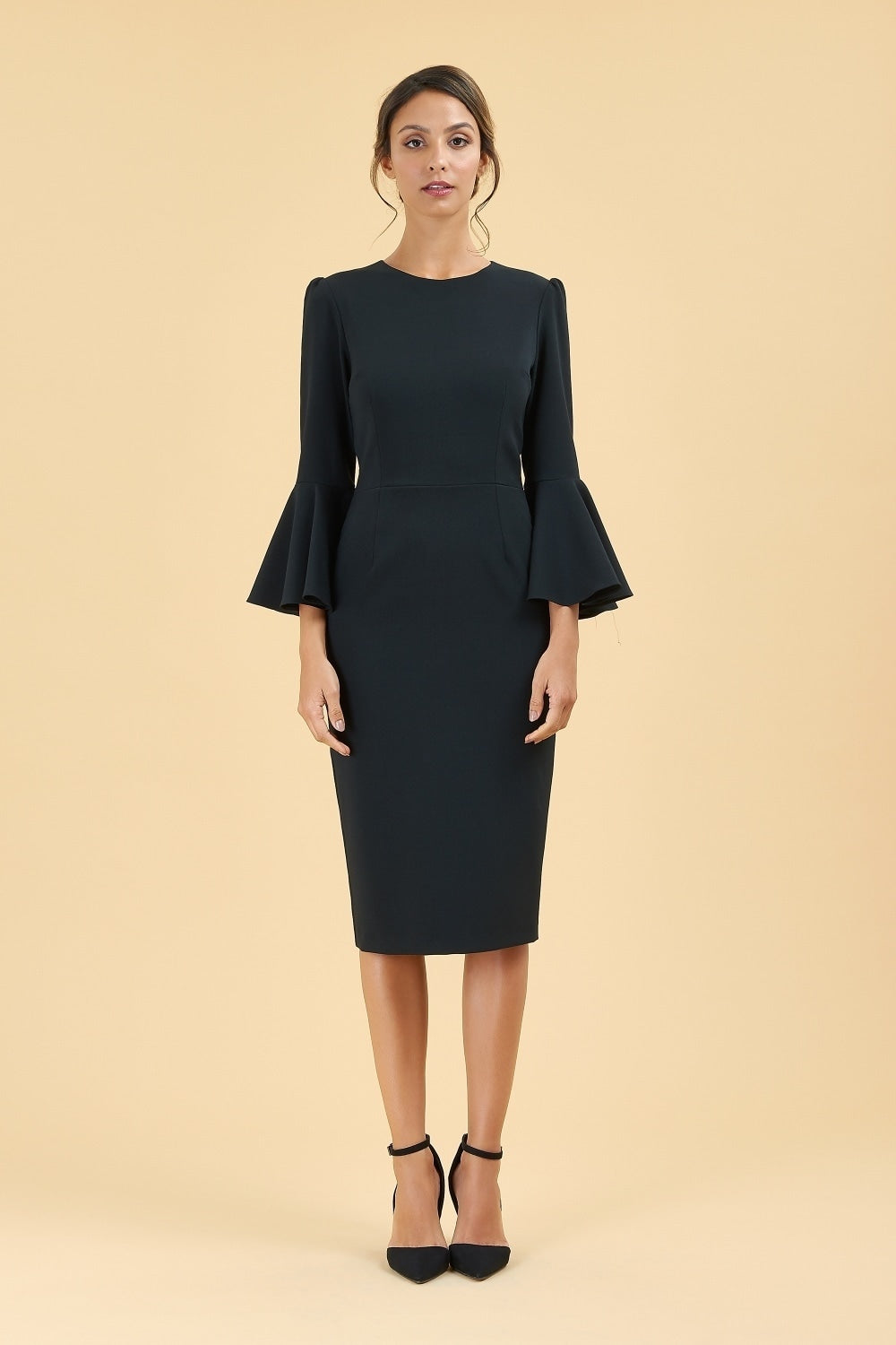 Gia Oversized Fluted Sleeve Pencil Dress