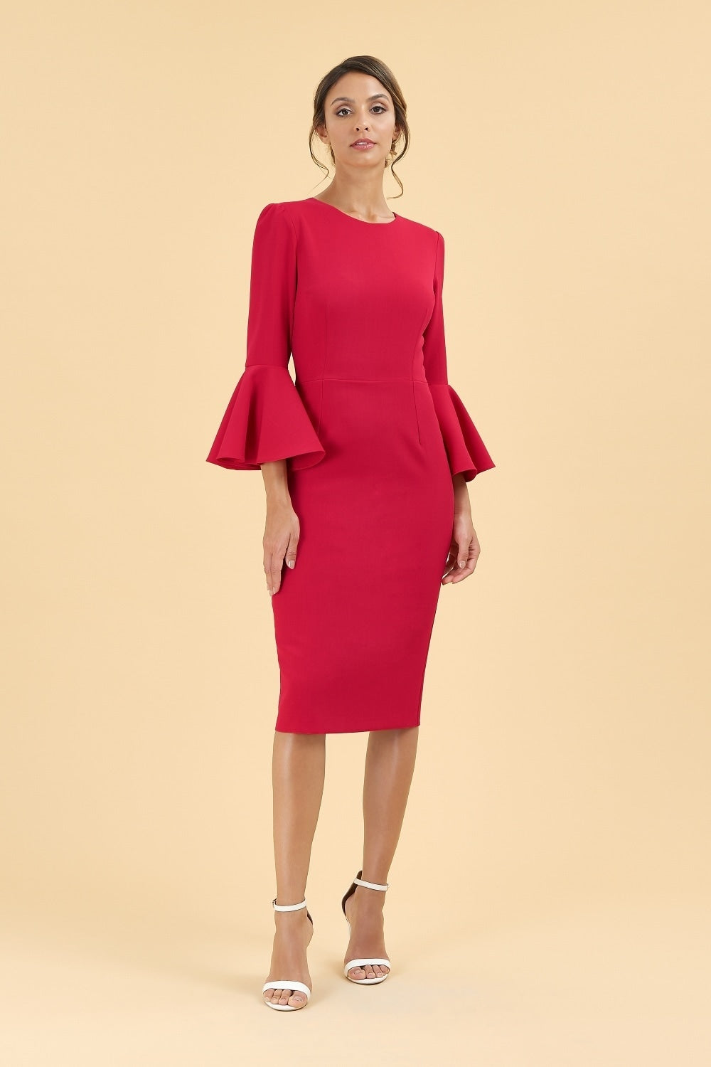 Gia Oversized Fluted Sleeve Pencil Dress