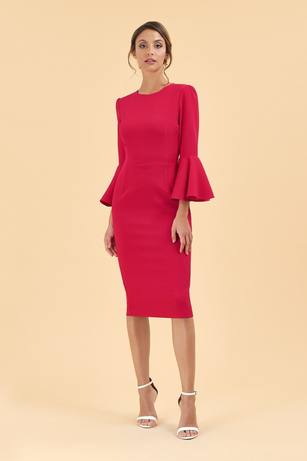 Gia Oversized Fluted Sleeve Pencil Dress