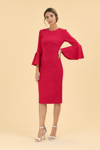 Gia Oversized Fluted Sleeve Pencil Dress