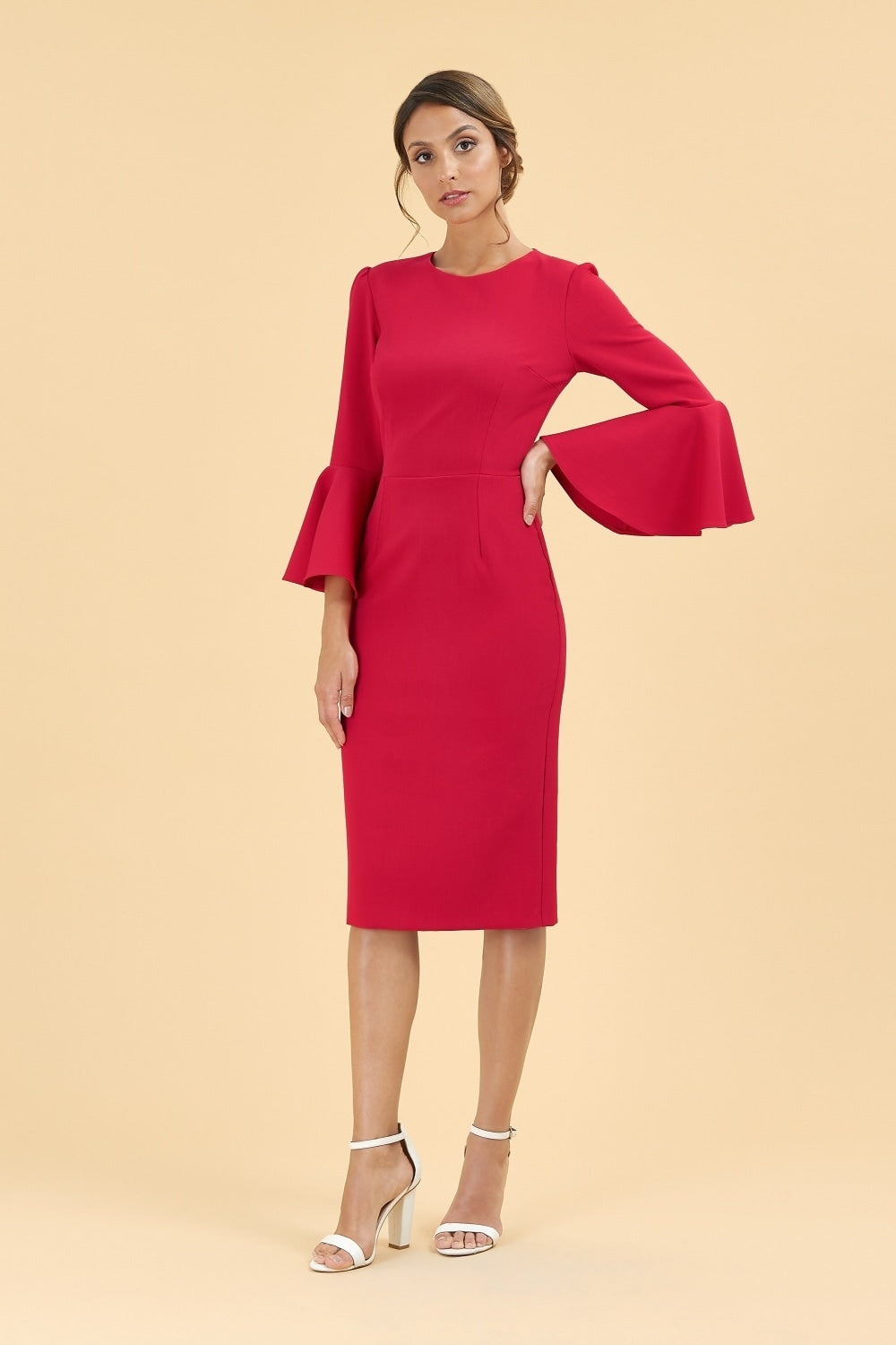 Gia Oversized Fluted Sleeve Pencil Dress