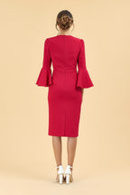 Gia Oversized Fluted Sleeve Pencil Dress