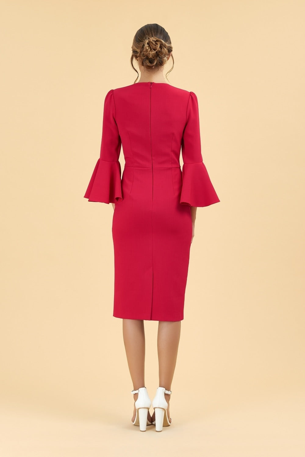 Gia Oversized Fluted Sleeve Pencil Dress