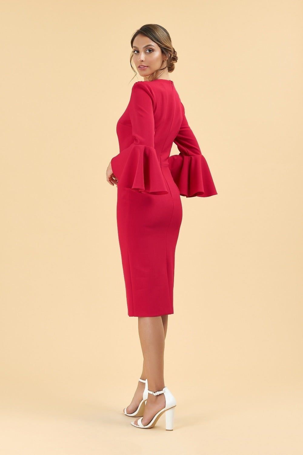 Gia Oversized Fluted Sleeve Pencil Dress