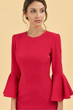 Gia Oversized Fluted Sleeve Pencil Dress