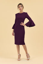 Gia Oversized Fluted Sleeve Pencil Dress