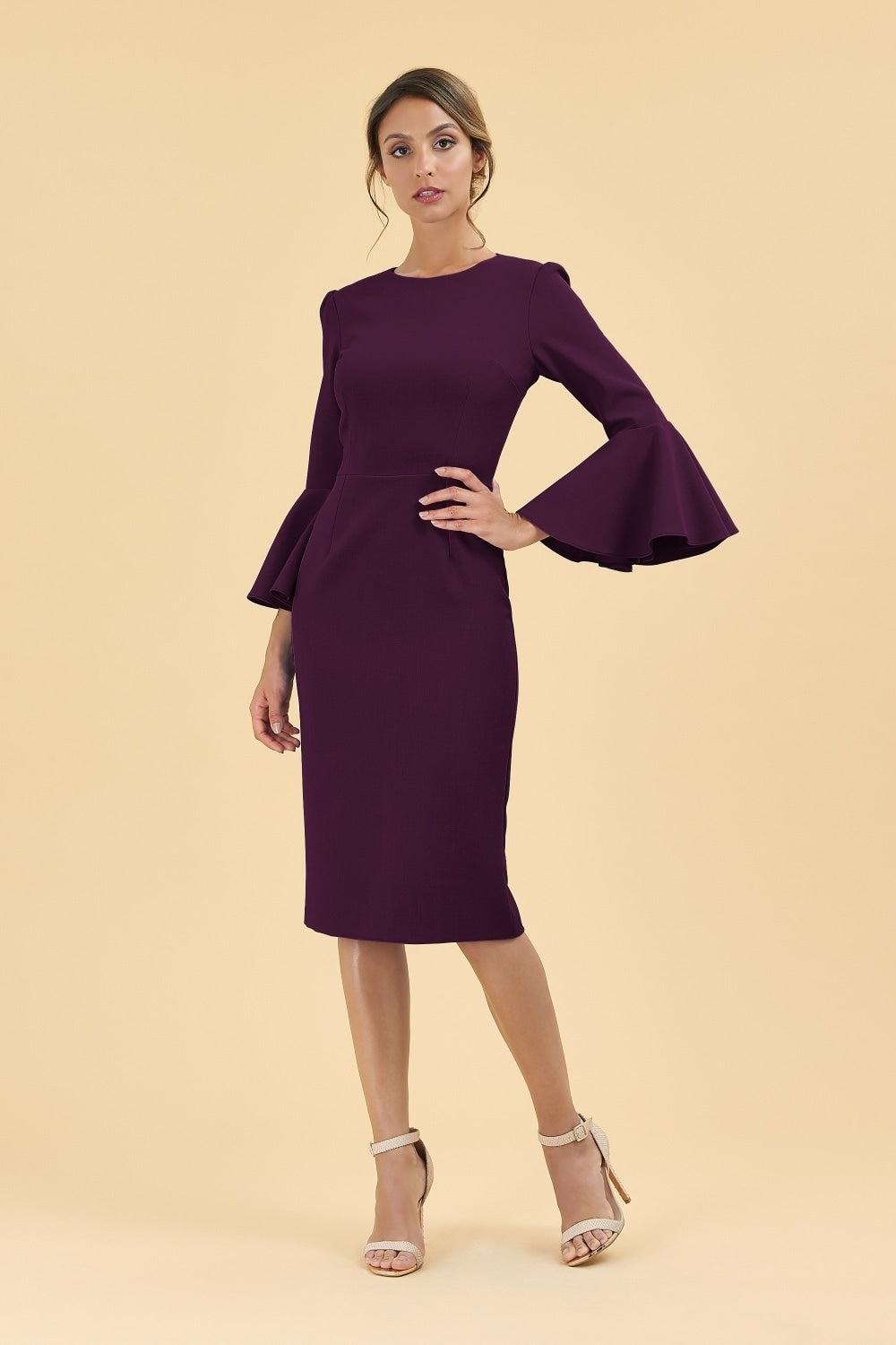 Gia Oversized Fluted Sleeve Pencil Dress