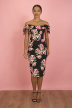 Tilly Vintage Rose Off The Shoulder Pencil Dress