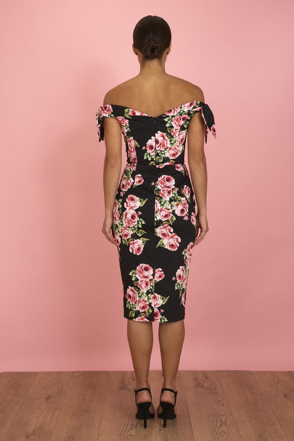 Tilly Vintage Rose Off The Shoulder Pencil Dress