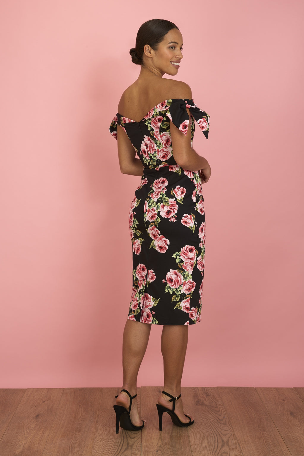 Tilly Vintage Rose Off The Shoulder Pencil Dress